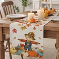 thumbnail image 2 of Fall Scarecrows Cotton Linen Rectangle Table Runners 13"x48", Thanksgiving Autumn Pumpkins Leaves Beige Coffee Table Runner Dresser Scarves Luxury Table Runners for Wedding Party Banquet Dinner Decor, 2 of 8