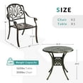 thumbnail image 6 of MEETWARM 3 Piece Patio Bistro Set, Outdoor All-Weather Cast Aluminum Dining Furniture Set Includes 2 Chairs and a 31 Round Table with Umbrella Hole for Garden Deck, 6 of 7