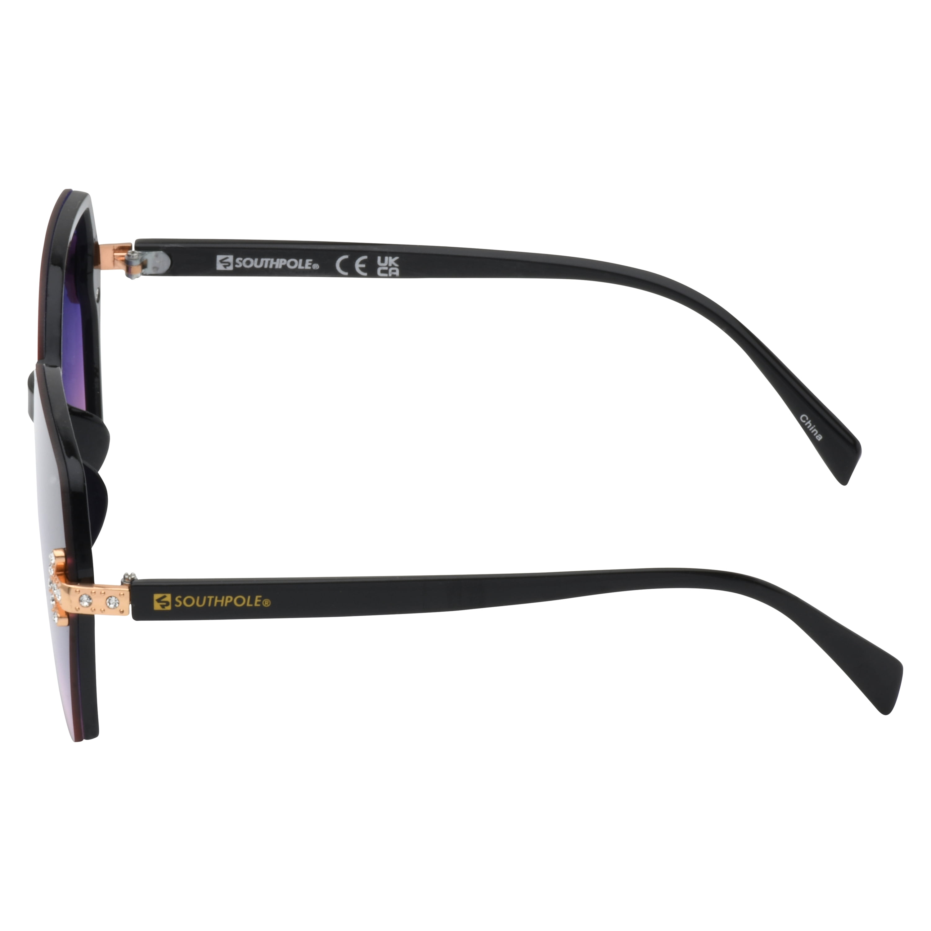 Southpole Women's 1090SP Glitzy UV400 Protective Hexagonal Fashion Sunglasses, 63mm