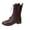 Brown Boots, variant on hopeusnice Round Toe Lace Up Buckle Chunky Heel Mid Calf Boots Women Leather Boots for Street Style Black 35