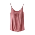 thumbnail image 3 of AGWOLF Build in Bra Tank Tops for Women Spaghetti Strap Camisole Loose Fit Lettuce Trim Flowy Cami Casual Summer Tanks Pink XXL, 3 of 6