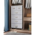 thumbnail image 2 of Vertical Dresser Storage Tower - Sturdy Steel Frame, Wood Top, Easy Pull Fabric Bins, Wood Handles - Organizer Unit for Bedroom, Hallway, Entryway, Closets - 6 Drawers (Light Grey), 2 of 16