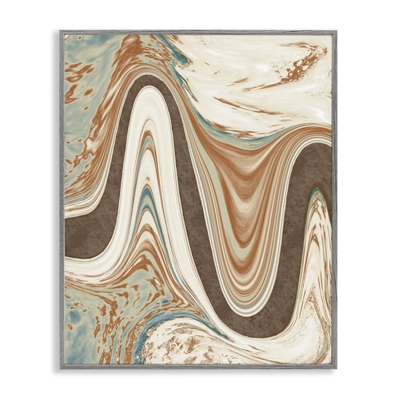 Stupell Industries Modern Swirling Brown Abstract Wave Gray Framed Giclee Art, 24 x 30, by Marcus Prime