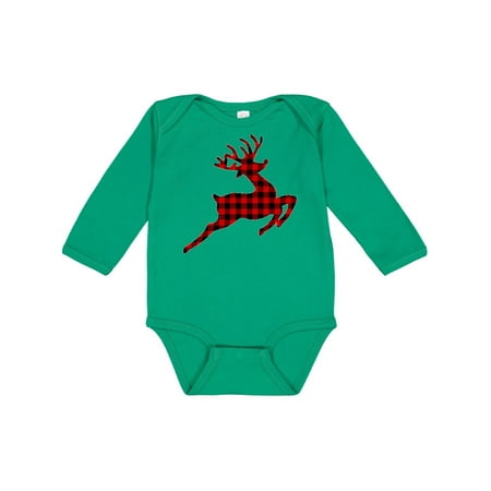 

Inktastic Plaid Christmas Reindeer Silhouette Gift Baby Boy or Baby Girl Long Sleeve Bodysuit