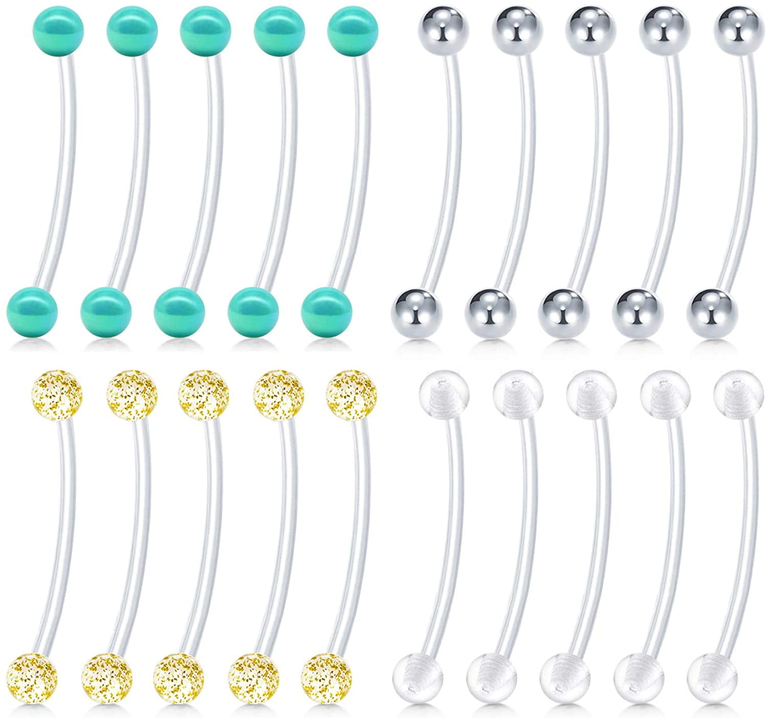 HTWW 14g Pregnant Belly Button Rings Retainers Clear Plastic Maternity Belly Ring for Pregnancy