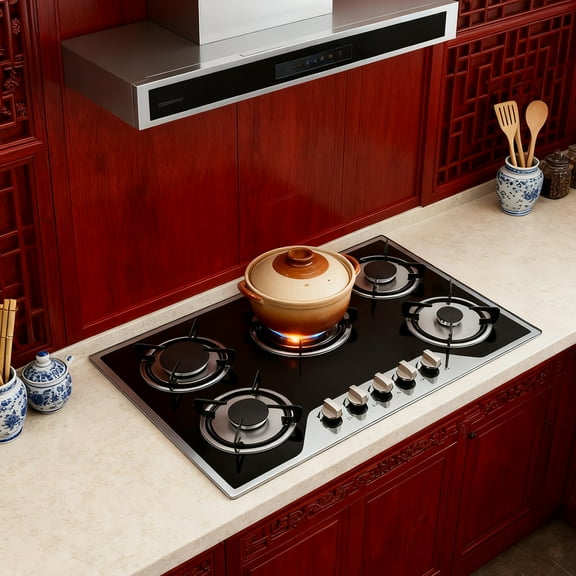 Dwellnix Stainless Steel Home 5 Burners NG LPG Dual Fuel Gas Stovetop 30 inch Gas Cooktop