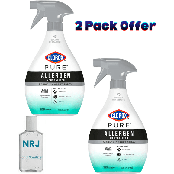 Clorox PURE Allergen Neutralizer Fabric and Carpet Spray, Clean Breeze, 26 Fl Oz.