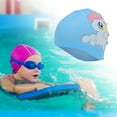 thumbnail image 2 of Unique Bargains 1 Pc Silicone Cartoon Horse Swim Cap Sky Blue, 2 of 6