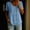 Blue, variant on Qulqfy Solid Blouses for Women Cotton Linen Casual Short Sleeve V-Neck Loose Spring Summer Plus Size Button Down Trendy Vintage Tops for Women 2026 XXXXL