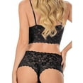 thumbnail image 2 of Women Sexy Deep V Lace Lingerie Underpants Bra Briefs Set Plus Size, 2 of 2