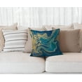 thumbnail image 2 of Paint Blue Green and Gold Liquid Marbling Ink Marble Abstract Pattern Aqua Nature Stone Turquoise Water Throw Pillow Case 18 x 18 Inch Decorative Cotton Linen Cushion Cover for Sofa Couch Bed, 2 of 5
