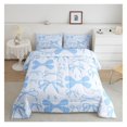 thumbnail image 2 of Cute Bowknot Comforter Set Twin Size Blue Girls Bow Bedding Set Kawaii Duvet Quilt Breathable Soft Lightweight Microfiber Decor, 2 of 9