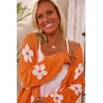thumbnail image 4 of Women's Orange Floral Print Knitted Open Front Loose Cardigan - [ZhiHiMeRi] | (US 12-14)L, 4 of 7