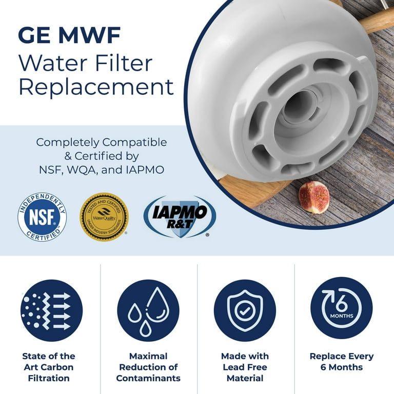GE MWF Water Filter Replacement. Compatible Models for GE: MWF, MWFP, MWFA, MWFAP, MWFINT, GWF, GWFA, HWF, HWFA, HDX FMG-1, Smart Water, WFC1201, GSE25GSHECSS, 197D6321P006 - Mist GE MWF Water Filter Replacement. Compatible Models for GE: MWF, MWFP, MWFA, MWFAP, MWFINT, GWF, GWFA, HWF, HWFA, HDX FMG-1, Smart Water, WFC1201, GSE25GSHECSS, 197D6321P006 - Mist