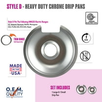 Range Kleen 10562X Style D, One Large and one Small Heavy Duty Chrome Drip Pans