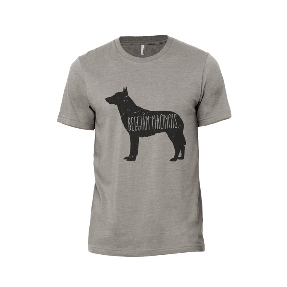 Belgian Malinois Dog Silhouette Men's Modern Fit Fun Casual T-Shirt Printed Graphic Tee Military Grey 3X-Large