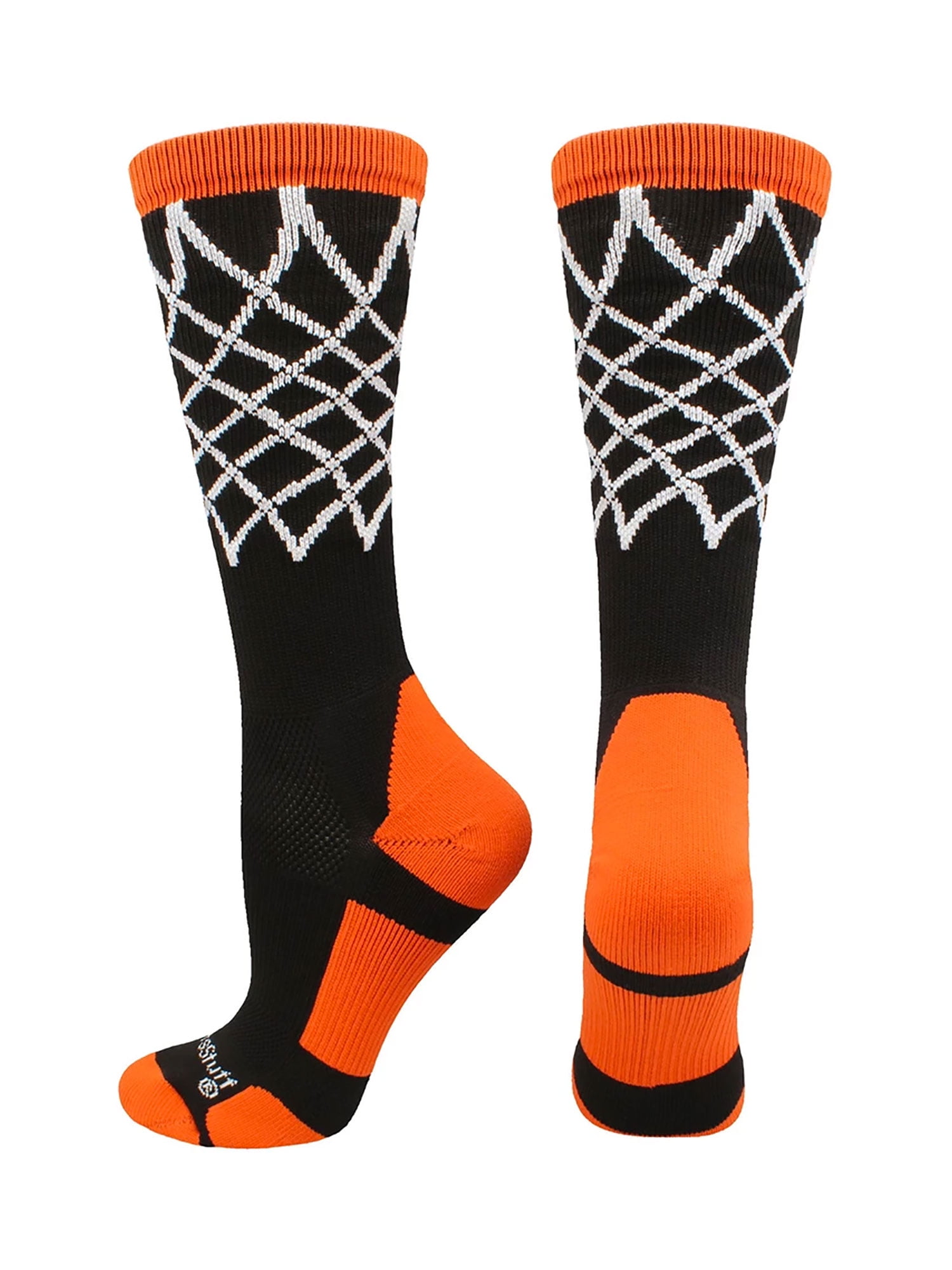 Madsportsstuff Crew Length Elite Basketball Socks With Net Black Orange Medium Black Orange Medium Walmart Com Walmart Com