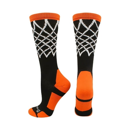 Crew Length Elite Basketball Socks with Net (Black/Orange, Large) - (Best Elite Socks In The World)