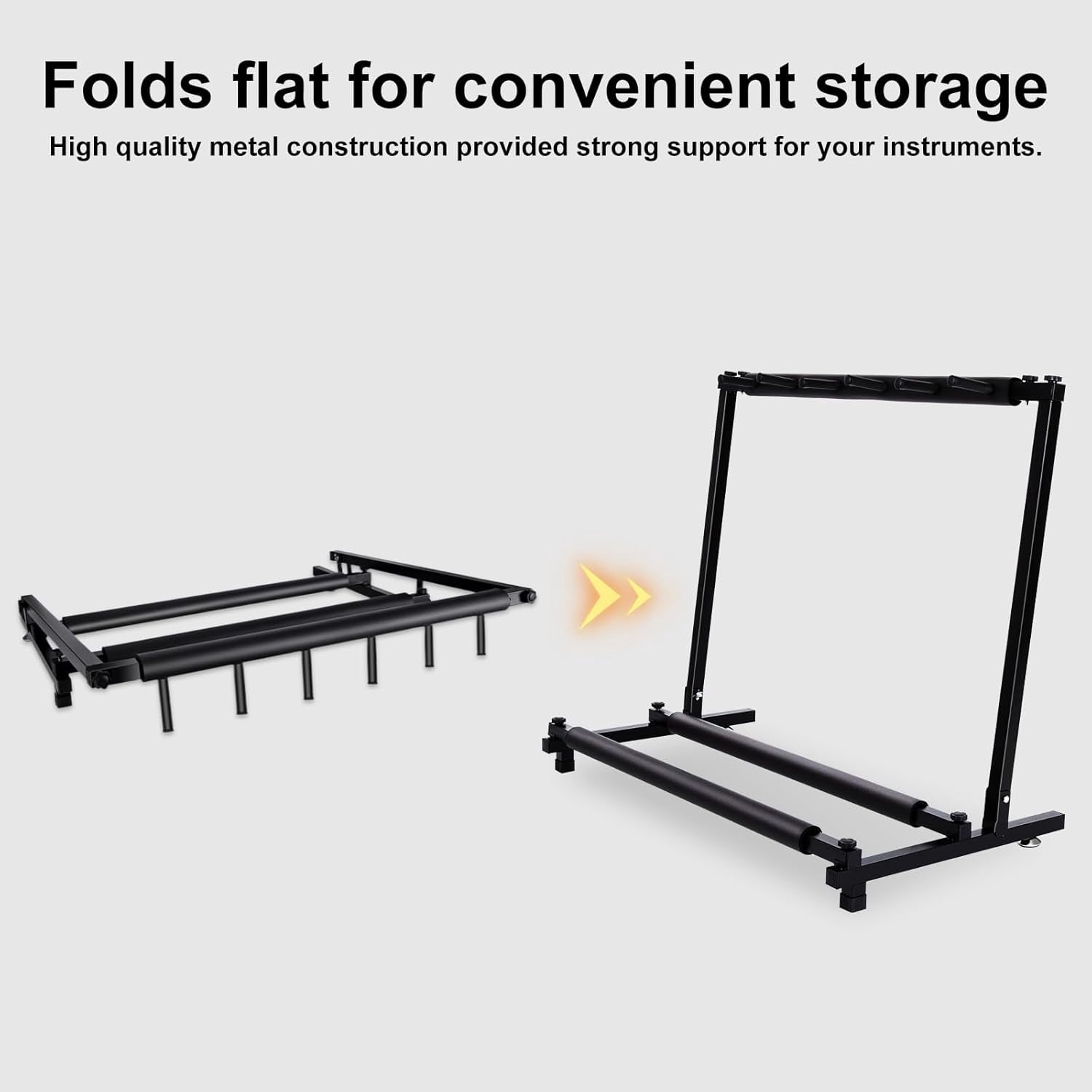 AODSK 5-Holder Multi Guitar Stand – Heavy Duty Metal Foldable Rack for Acoustic, Electric & Bass Guitars, Black