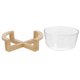 thumbnail image 4 of EeaseMX 1 juego de ensaladera de vidrio resistente al calor con base de madera para servir alimentos, 4 of 8