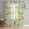 thumbnail image 3 of Sheer Curtains 63 inches Long, Summer Lemmon Wooden Texture Light Filtering Sheer Window Curtains Rod Pocket Voile Drapes for Bedroom Living Room, 52"W x 63"L 2 Panels, 3 of 7