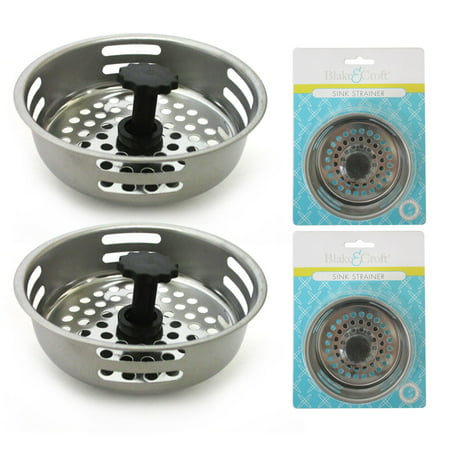 2 Pc Stainless Steel Kitchen Sink Drain Strainer Basket Stopper Filter (Best Way To Unclog Kitchen Sink Drain)