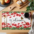 thumbnail image 2 of Welcome Pastoral Flowers Placemats Set of 12, Red Flower Bee Green Leaf Non-Slip Place Mats Washable Table Mats for Kitchen Dining Table Decorations Indoor/Outdoor, 2 of 9