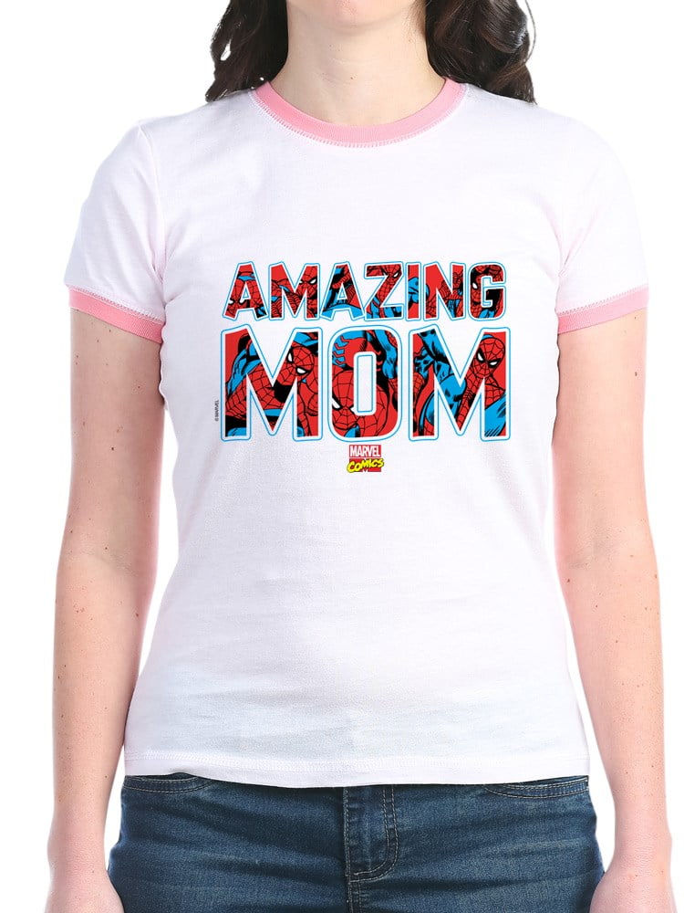 CafePress - Spider Man Mom T Shirt - Jr. Ringer T-Shirt, Slim Fit 100% ...