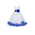 thumbnail image 2 of Ekidsbridal Girl Formal Flower Girl Dress - White Floral Rose Petals Dress with Tiebow 302T-A (Size: S-16), 2 of 3