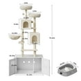 thumbnail image 3 of Soonbuy 75'' Tall Cat Tree with Litter Box Enclosure, 2-in-1 Modern Cat Tower with Condos & Sisal Scratching Posts, Basket and Soft Plush Perch, Wooden Kitty Litter Box Furniture, White & Gray, 3 of 7