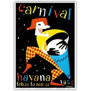 Carnival - Havana, Cuba - Feb. 23 to Mar. 23, 1952 - Vintage Carnival Poster by Villegas c.1952-8in x 12in Vintage Wood Art Sign