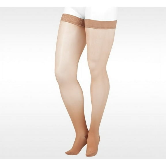 2100 Naturally Sheer Closed Toe Thigh Highs w/Lace Band - 15-20 mmHg Short 2100AGFF-P