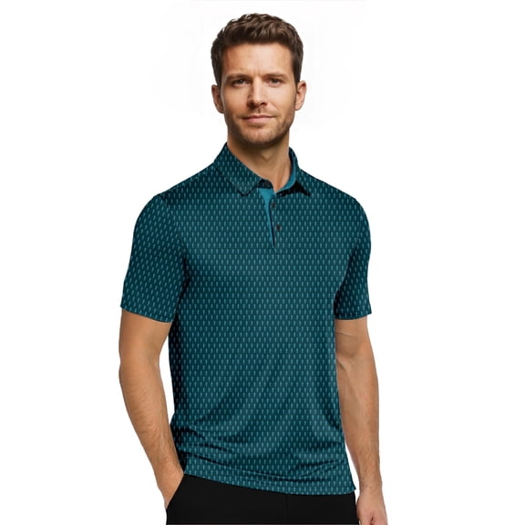 SPEEDRUN Men's & Big Men's Novelty Print Polo Shirt, Short Sleeve Moisture Wicking Casual Stylish Collared Shirts, Sizes M