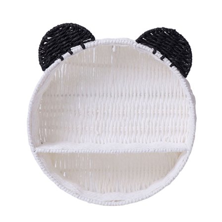 Cute Panda Ear Floatings Shelves Rattan Woven Wall Shelf Hangings Storage Basket