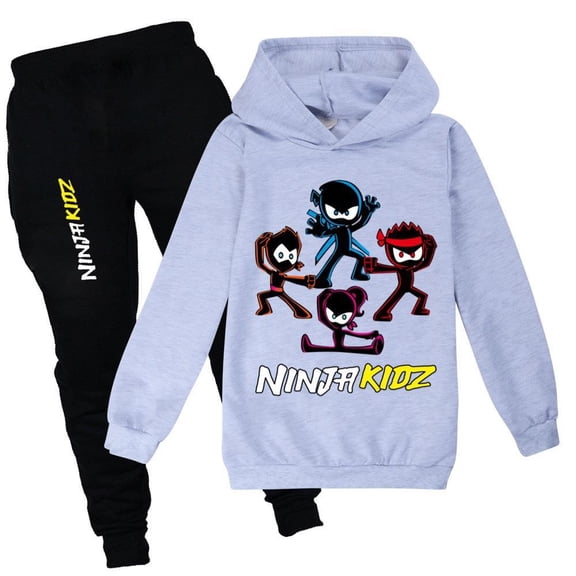 Kids Boys Girls Ninja Kidzs Cartoon Graphics Printed Costume Casual Sweatsuits Hoodies Sweatshirt&Sweatpants 2Piece Hooded Tracksuit Long Sleeve Pullover Hoody Outfit Sport Set Jogging Clothes 4-13