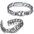 thumbnail image 2 of Mens Sturdy Stainless Steel Bracelets Motorcycle Biker Chain Bracelet Wristband, 2 of 11