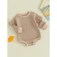 thumbnail image 3 of Suealasg Toddler Baby Girl Sweater Romper Ruffle Long Sleeve Round Neck Solid Color Knit Bodysuit 3M 6M 12M 18M Newborn Girl Fall Winter One Piece Clothes, 3 of 9