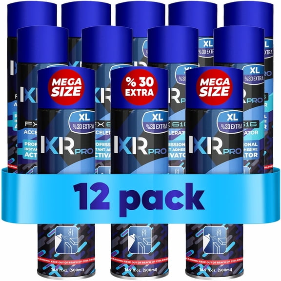 IXIRPRO XL Activator Spray (12 Pack), 16.9 Fl oz Professional Cyanoacrylate Adhesive Accelerator, Fast-Acting Instant Bond Booster for Wood, Plastic & DIY Repairs