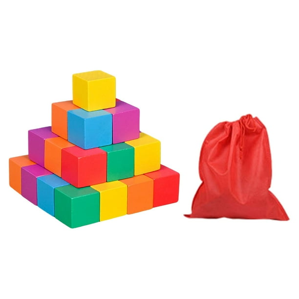 Cubos de madera de colores sólidos, juguete matemático, bloques de madera cuadrados de colores para el aula 25 cm 30 piezas