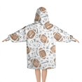 thumbnail image 2 of Football with Symbols Pattern Blanket Hoodies for Kids 6-13YR Oversize Wearable Blanket Hoodies for Boys Girls Teens, 2 of 7