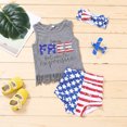 thumbnail image 2 of OAVQHLG3B Baby Girl 4th of July OutfitIndependence Day Festival American Flag Boy's Girl's Fringed Vest And Shorts Bow Suit, 2 of 8