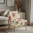 thumbnail image 3 of HELLHERO Red Bird Christmas Bell Pattern Non Slip Armless Accent Chair Cover with Elastic Bottom, Stain Protection Armless Chair Slipcover, 3 of 8