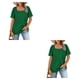 thumbnail image 2 of Qarigey Camiseta de algodón para mujer, Top plisado de manga corta con cuello cuadrado, ropa de verano a la moda para senderismo y vacaciones, Type3 NO3, 2 of 6