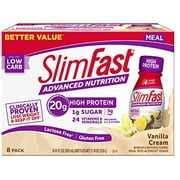Slimfast Advanced Nutrition High Protein Meal Replacement Shake, Vanilla Cream, 20G Of Ready To Drink Protein, 11 Fl. Oz Bottle, 8 Count