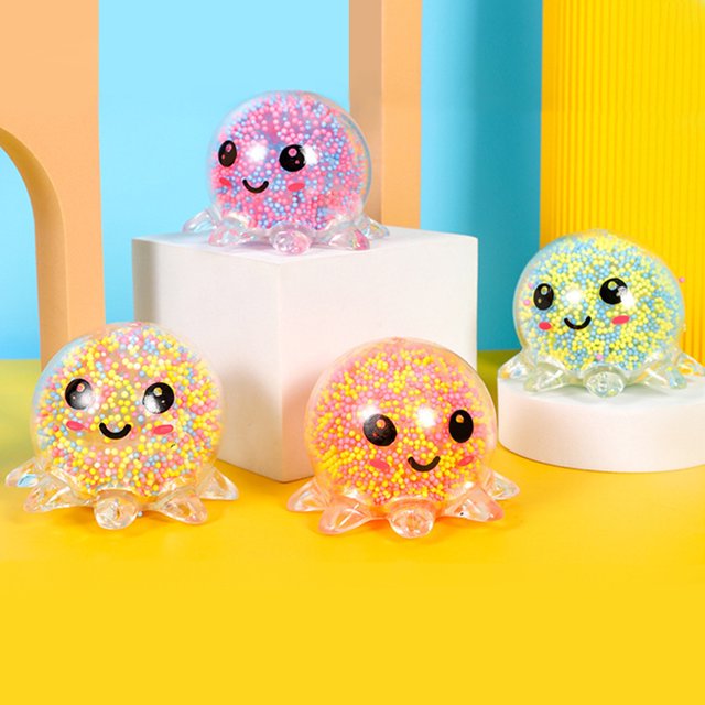 1Pc Random Color Glowing Light Squid Vent Ball Squeeze Decompression Toy, Bubble Octopus Squid Stress Ball Relief Toy Gift For Children And Young People