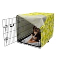 thumbnail image 2 of Spring Dog Crate Cover, Fresh Lemon Slices with Leaves Background Soft Fruit Summer Tasteful Design, Easy to Use Pet Kennel Cover for Dogs, 35" x 23" x 27", Yellow Fern Green, by Ambesonne, 2 of 6