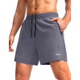 thumbnail image 1 of Pantalones cortos para correr Pudolla para hombre con bolsillos con cremallera, 1 of 7