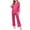 Hot Pink, variant on Women 2 Piece Pajama Sets Cute Fur Trim Long Sleeve Button Down Shirt with Full Length Pants Lounge Set Casual Lightweight Sleepwear