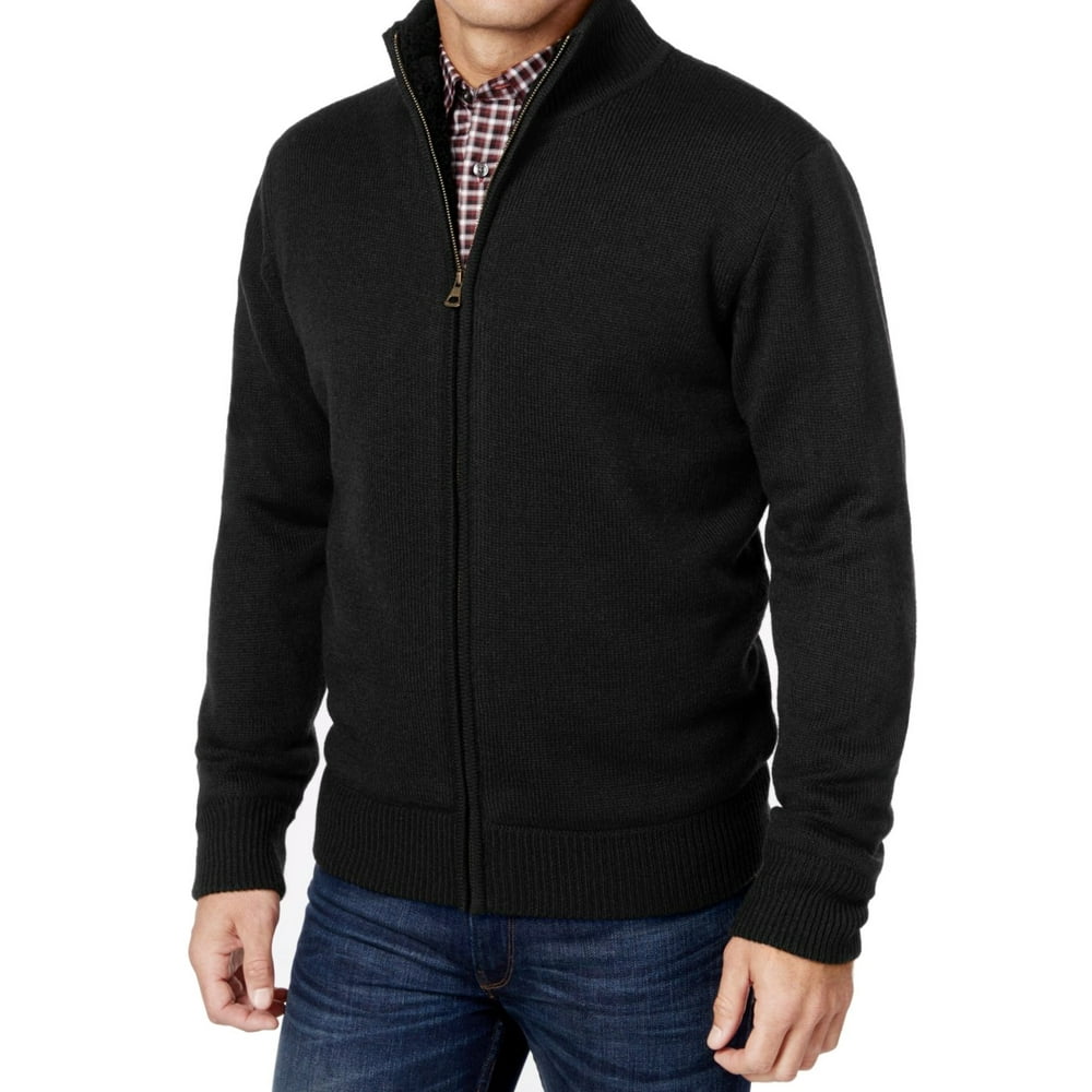 Weatherproof NEW Black Mens Size 3X Full Zip Textured Solid Sweater