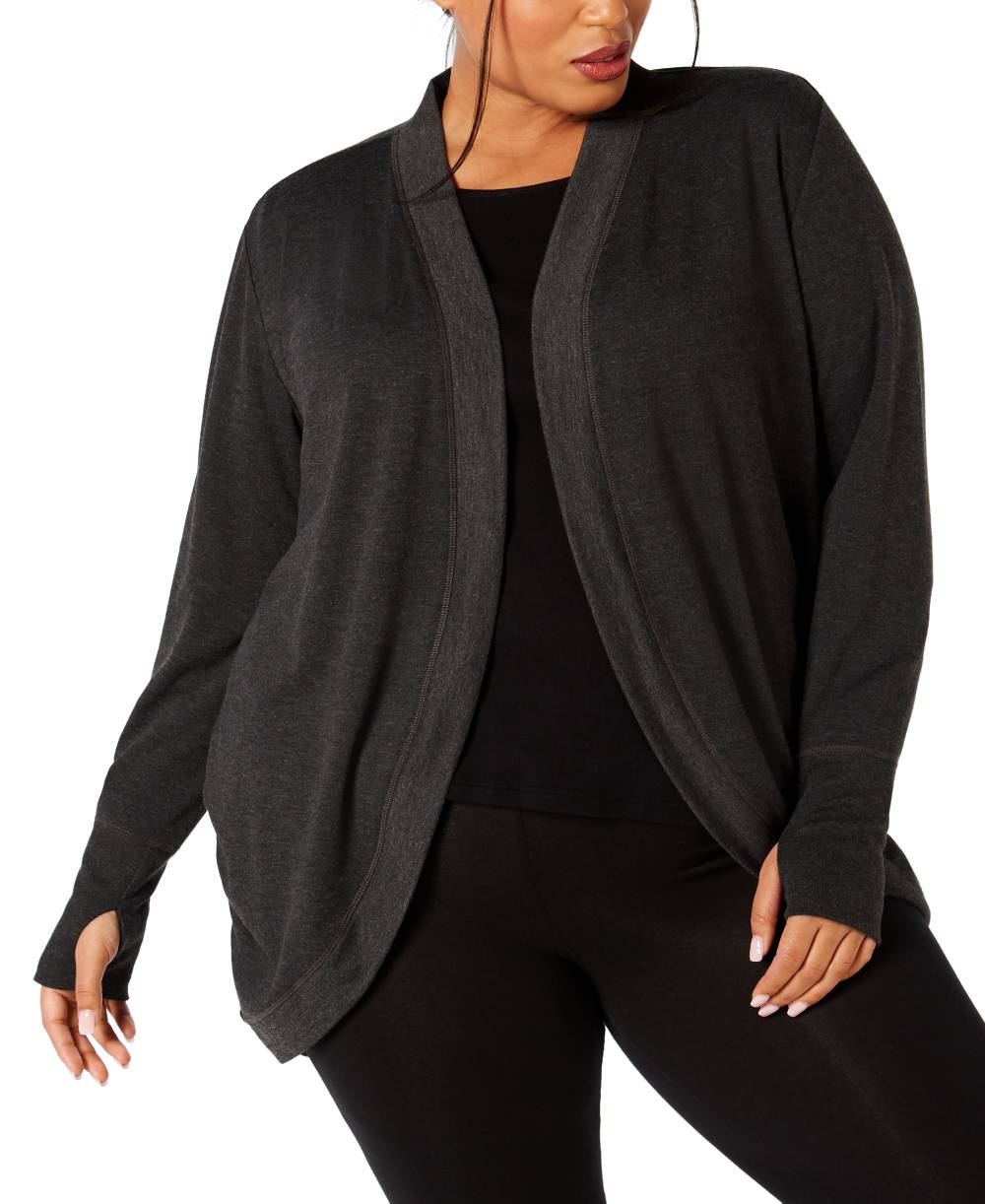 Ideology Ideology Plus Women's Fitness Yoga Cardigan, Grey, 1X